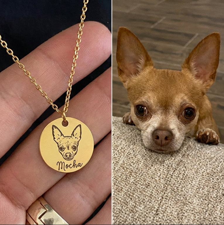 Naszyjnik z portretem pupila i imieniem