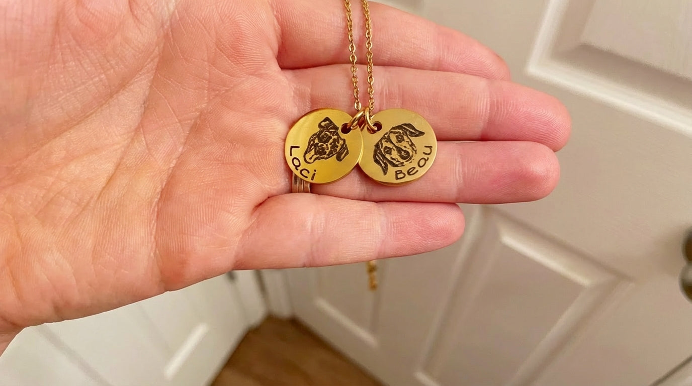 Naszyjnik z portretem pupila i imieniem